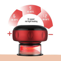 smart cupping massager with 12-speed red light heating settings and temperature display for effective therapy.